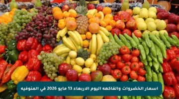 أسعار الخضروات والفاكهة اليوم الاربعاء 13 مايو 2026 فى المنوفية